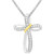 Diamond Cross 18" Pendant Necklace (1/4 ct. t.w.) in Sterling Silver & 14k Gold-Plate