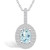 Aquamarine (1-1/7 Ct. T.W.) and Diamond (1/2 Ct. T.W.) Halo Pendant Necklace in 14K White Gold