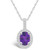 Amethyst (1-1/5 Ct. T.W.) and Diamond (1/4 Ct. T.W.) Halo Pendant Necklace in 14K White Gold