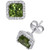 Peridot (1-3/4 ct. t.w.) & Diamond (1/5 ct. t.w.) Square Halo Stud Earrings in 14k White Gold