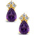 Amethyst  (1-1/3 ct.t.w) and Diamond (1/8 ct.t.w) Stud Earrings 14K Yellow Gold