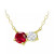 Lab-Created Ruby & Cubic Zirconia Two-Stone Pendant Necklace, 16" + 2" extender, Created for Macy's