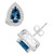 London Topaz (2-1/10 ct. t.w.) and Diamond (1/3 ct. t.w.) Halo Stud Earrings in 14K White Gold