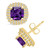 Amethyst (1-3/4 ct. t.w.) and Diamond (3/8 ct. t.w.) Halo Stud Earrings in 14K Yellow Gold
