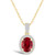 Created Ruby (1-1/4 ct. t.w.) and Created Sapphire (1/6 ct. t.w.) Halo Pendant Necklace in 10K Yellow Gold