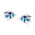 Lab-Created Blue Opal Fish Stud Earrings in Sterling Silver
