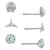 3-Pc. Set Cubic Zirconia & Ocean-Themed Stud Earrings in Sterling Silver, Created for Macy's