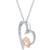 Diamond Heart & Paw Pendant Necklace (1/10 ct. t.w.) in Sterling Silver & 14k Rose Gold-Plate, 16" + 2" extender