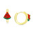 Watermelon Enamel Hoop Earrings in 14k Gold over Sterling Silver, 1/2"