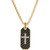 Diamond Cross Woven Carbon Fiber Dog Tag 22" Pendant Necklace (1/6 ct. t.w.) in Gold-Tone Ion-Plated Stainless Steel, Created for Macy's