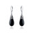 Western Style Gemstone Black Onyx Elongated Teardrop Filigree Lever Back Dangle Earrings For Women .925 Sterling Silver