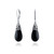 Western Style Gemstone Black Onyx Elongated Teardrop Filigree Lever Back Dangle Earrings For Women .925 Sterling Silver