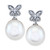 Cultured Freshwater Pearl (9mm) and Diamond (1/10 ct. t.w.) Butterfly Drop Earrings in 14k White Gold