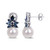 Freshwater Cultured Pearl (9-9.5mm), Sapphire (1 5/8 ct. t.w.) and Diamond (1/8 ct. t.w.) Floral Earrings in 14k White Gold
