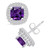Amethyst (1-3/4 ct. t.w.) and Diamond (3/8 ct. t.w.) Halo Stud Earrings in 14K White Gold