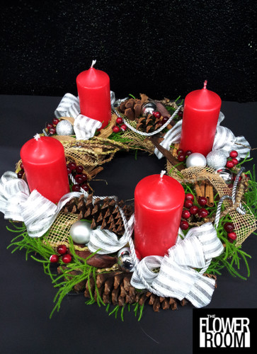 Christmas advent wreath in red Christmas advent wreath in red