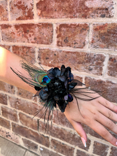 raven wrist corsage