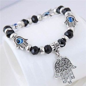 Magic Hands Theme Beads Fashion Women Costume Bracelet - Black A392-fabr2297 Magic Hands Theme Beads Fashion Women Costume Bracelet - Black A392-fabr2297
