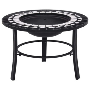 Mosaic Fire Pit Black and White 26.8" Ceramic A949-46721 Mosaic Fire Pit Black and White 26.8" Ceramic A949-46721