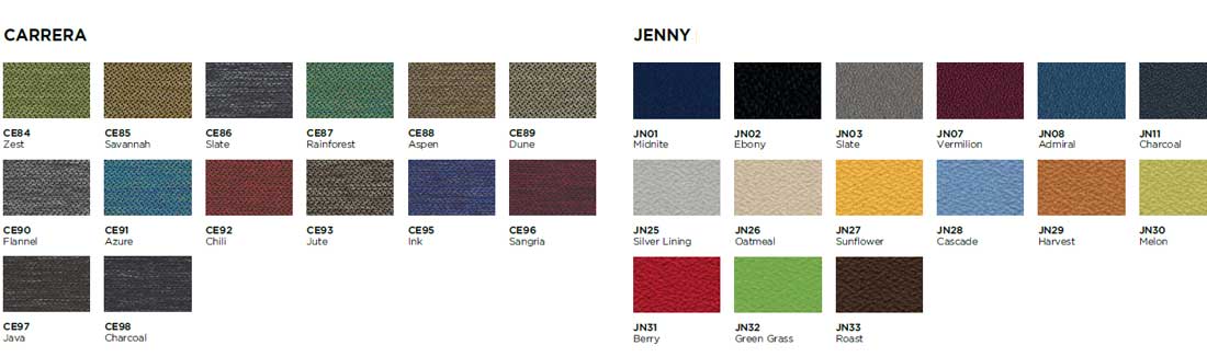 Carrera (14 colours), Jenny (15 colours))