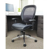 Professional Air Grid Back Chair, Black Bonded Leather Seat and Trim, Adjustable Arms, Adjustable Lumbar, and Angled Polished Aluminum Base - 335-E37P918P. Room view