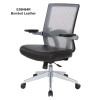 Mesh Back, Adjustable Lumbar Support, Flip Arms, Silver Base,   867 E36N64R, Black Bonded Leather
