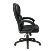 High Back Black Bonded Leather Executive Chair with Padded Arms, side view