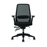 TL High Back Multi-Tilter with upgraded 4D Height Adjustable Arms, front view. Assembled in Canada