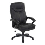High-Back Faux Leather Manager’s Chair with Padded Arms and
Black Nylon Base. Color Black, Side view High-Back Faux Leather Manager’s Chair with Padded Arms and
Black Nylon Base. Color Black, Side view