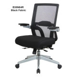 Mesh Back, Adjustable Lumbar Support, Flip Arms, Silver Base,   867 B36N64R, Black Fabric