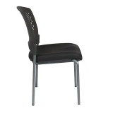 ProLine II Titanium Finish Armless Visitors Chair with Ventilated Plastic Wrap Around Back, side view