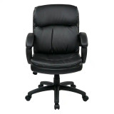 Mid Back Black Bonded Leather Executive Chair with Padded Arms, front view