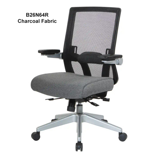 Mesh Back, Adjustable Lumbar Support, Flip Arms, Silver Base,   867 B26N64R, Charcoal Fabric