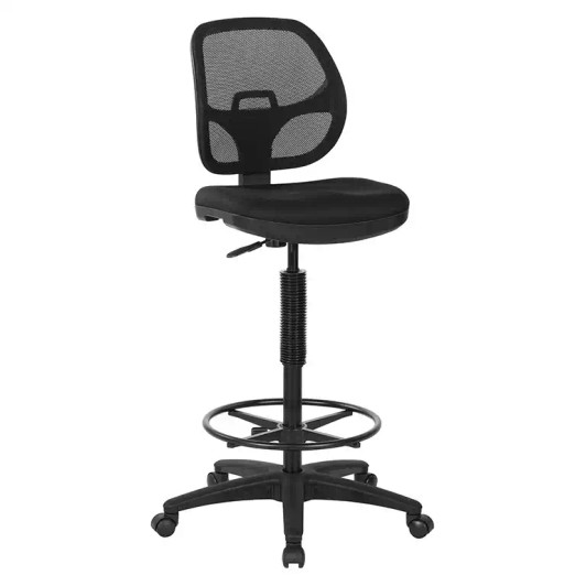 WorkSmart Deluxe Mesh Back Drafting Chair with 18" Diameter Foot Ring