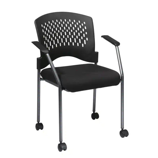 Pro Line II Titanium Finish Rolling Black Visitors Chair - 8640-30