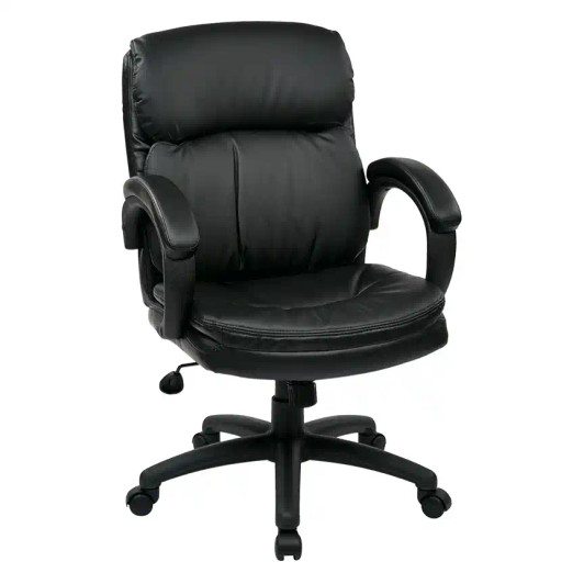 Mid Back Black Bonded Leather Executive Chair with Padded Arms Mid Back Black Bonded Leather Executive Chair with Padded Arms
