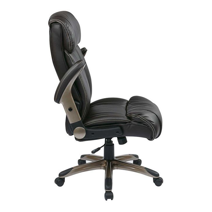Executive Bonded Leather Chair, flip arms side view