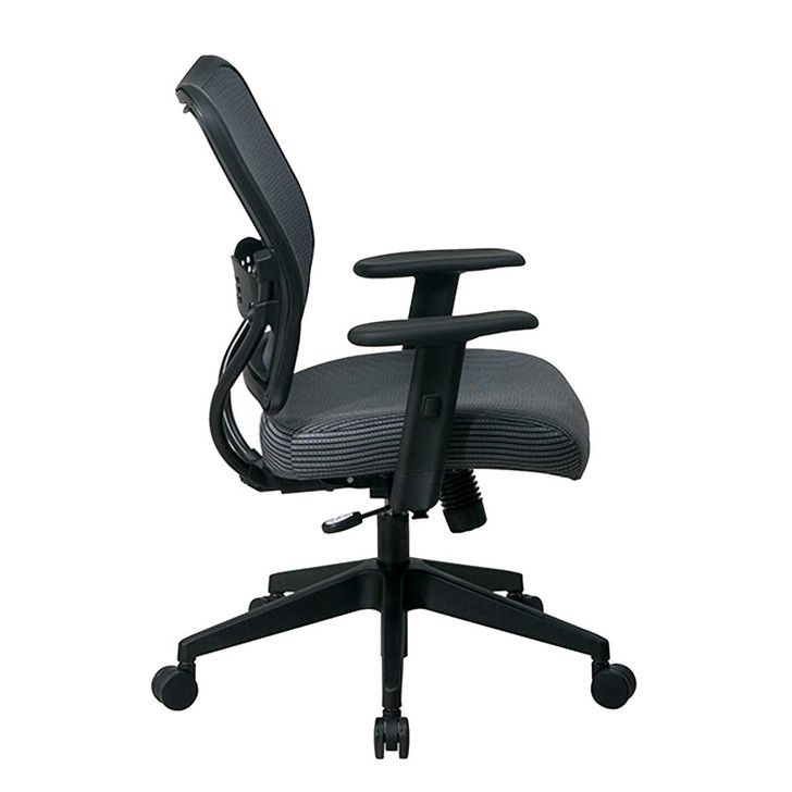 Deluxe Chair with Charcoal VeraFlex Back and VeraFlex Fabric seat, side view