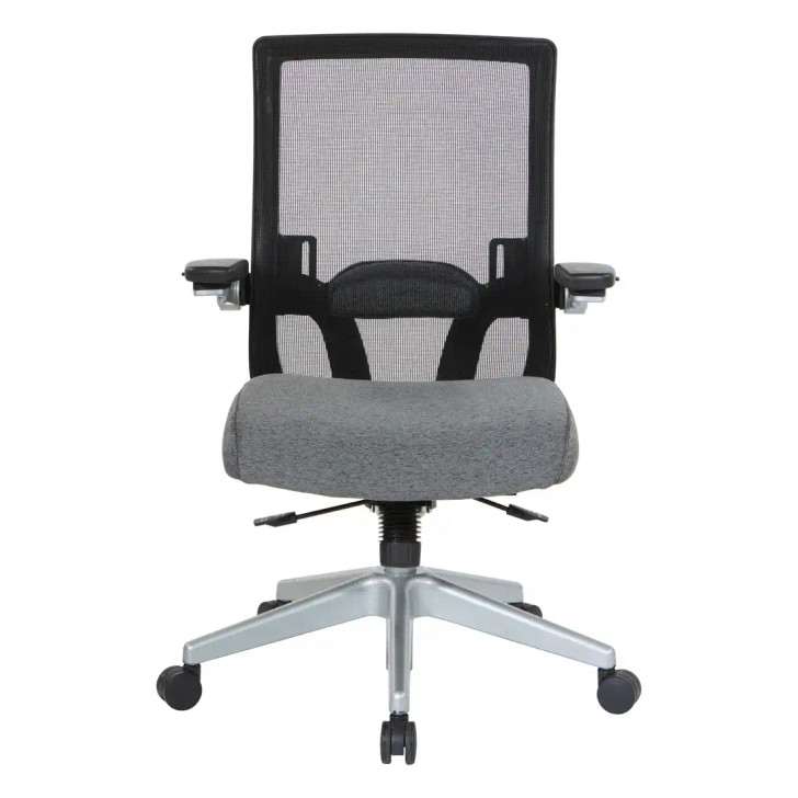 Mesh Back, Adjustable Lumbar Support, Flip Arms, Silver Base,   867 B26N64R, Charcoal Fabric, Front View