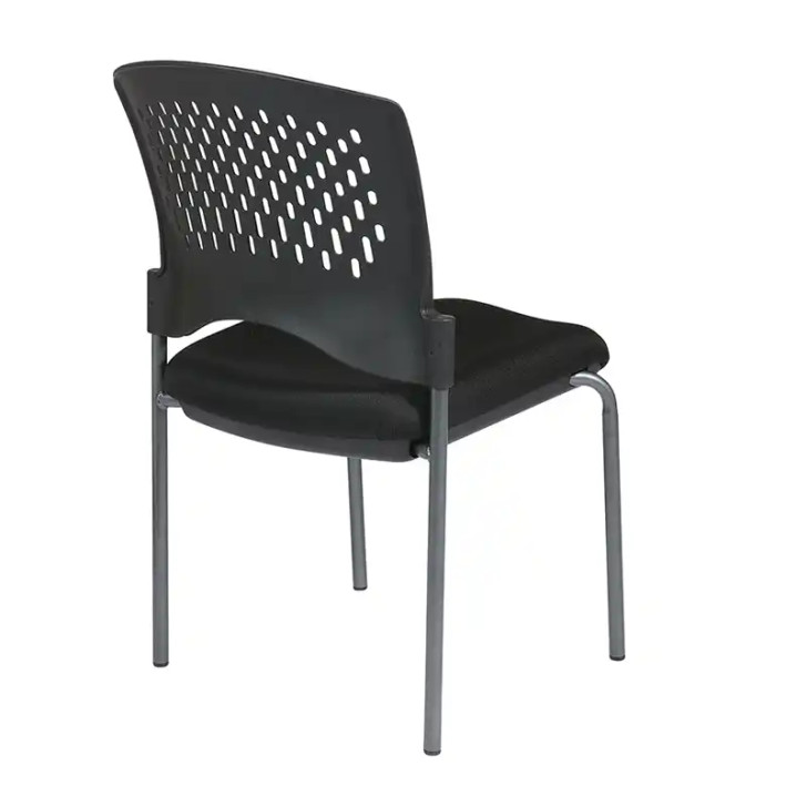 ProLine II Titanium Finish Armless Visitors Chair with Ventilated Plastic Wrap Around Back, back view