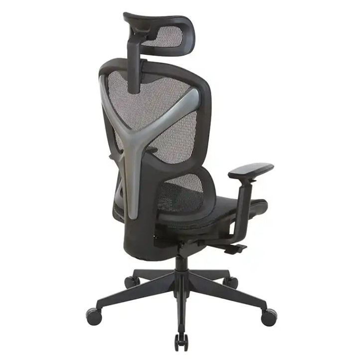 WorkSmart Mesh Back Manager's Chair with Headrest, back view