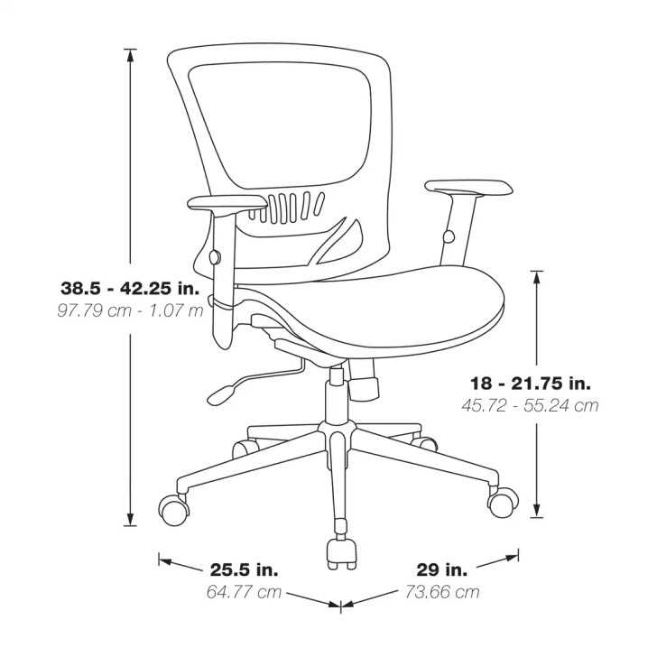 Mesh Screen Back Chair - EM91027-3, dimensions