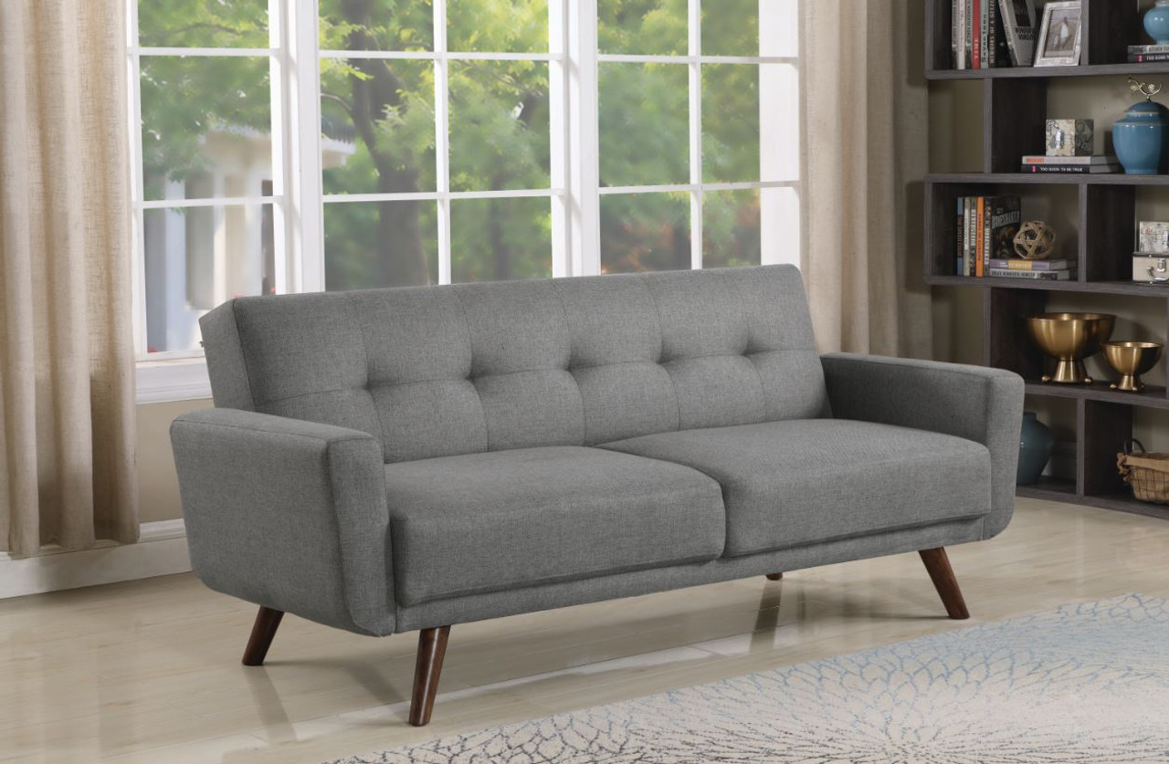 The Mid Century Modern Grey And Walnut Sofa Bed Available At