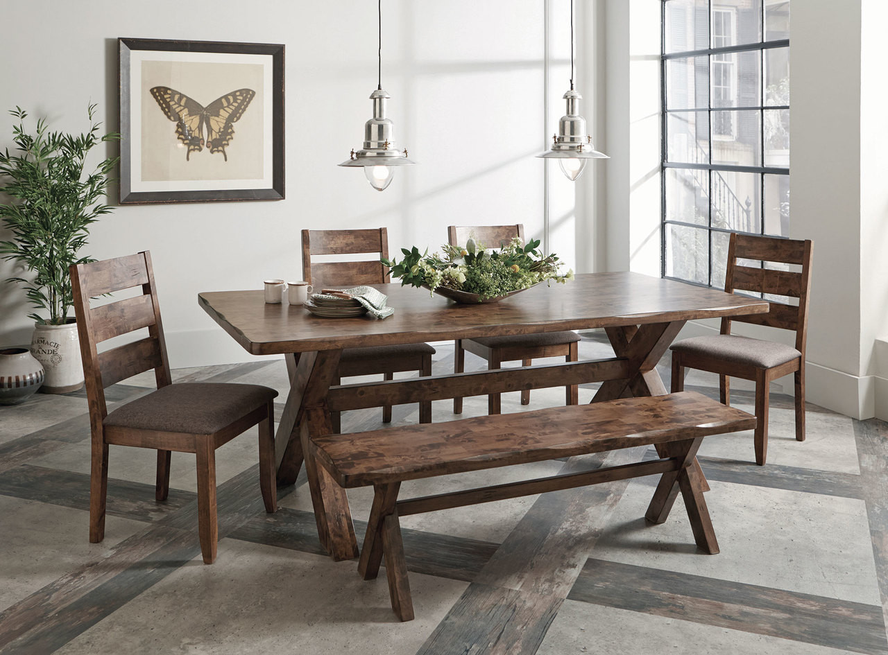 The Alston Rustic Wavy Edge Five-Piece Dining Set available at