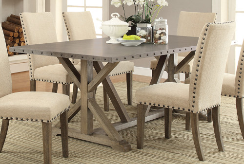 The Webber Rustic Driftwood Dining Table available at Cupp's