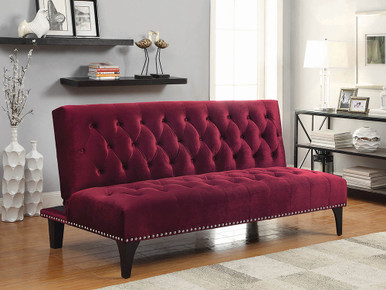 The Burgundy Velvet Sofa Bed available at Cupp's Furniture proudly