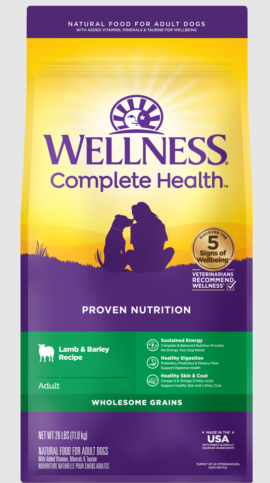 Wellness Complete Health Adult Lamb & Barley Dog Food 26lb Vermont