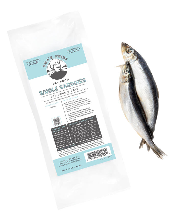 Oma's Whole Sardine Dog Food 1lb Vermont Pet Food and Supply