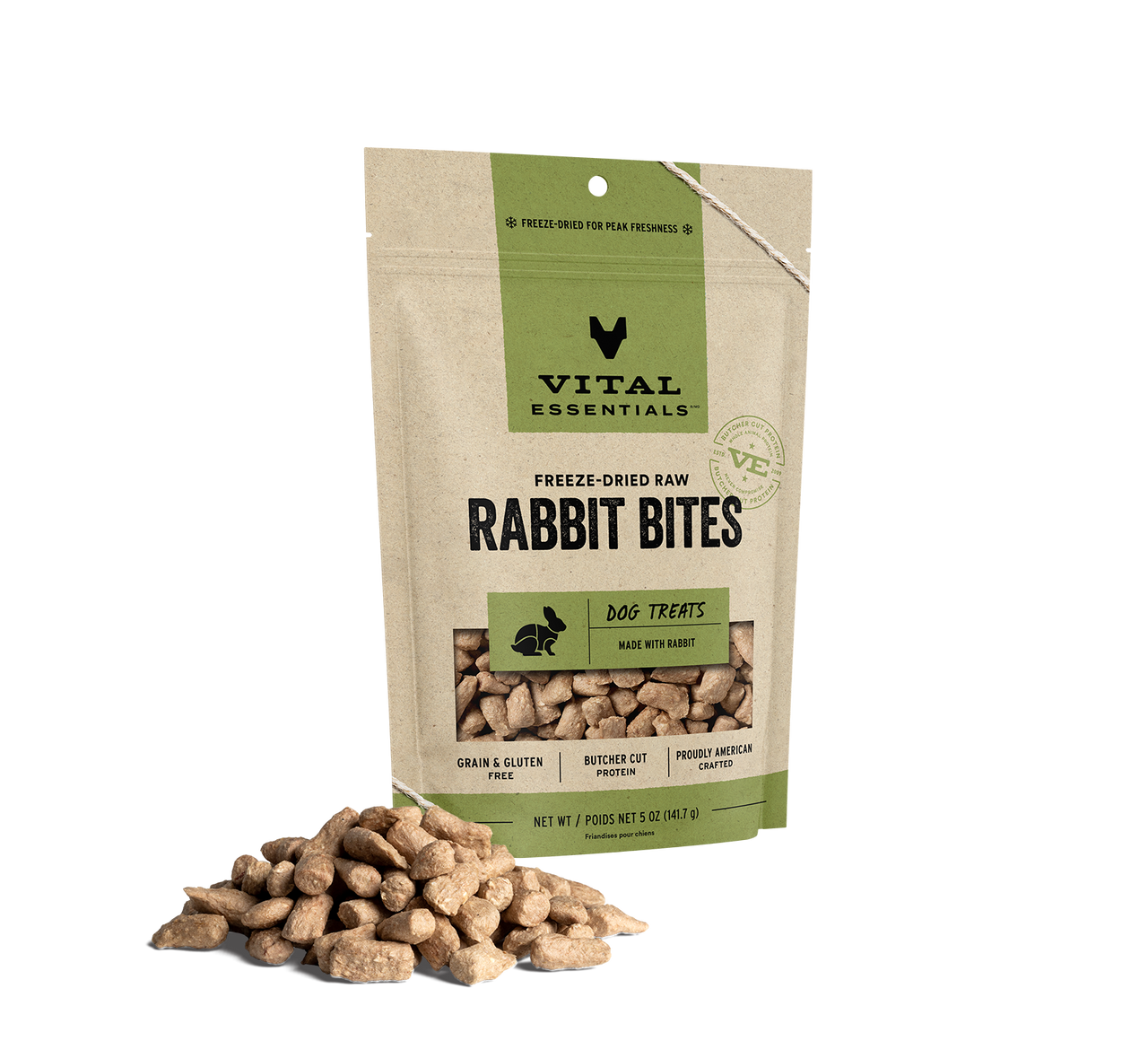 Vital Essentials FreezeDried Dog Treats Rabbit Bites 5oz Vermont Pet