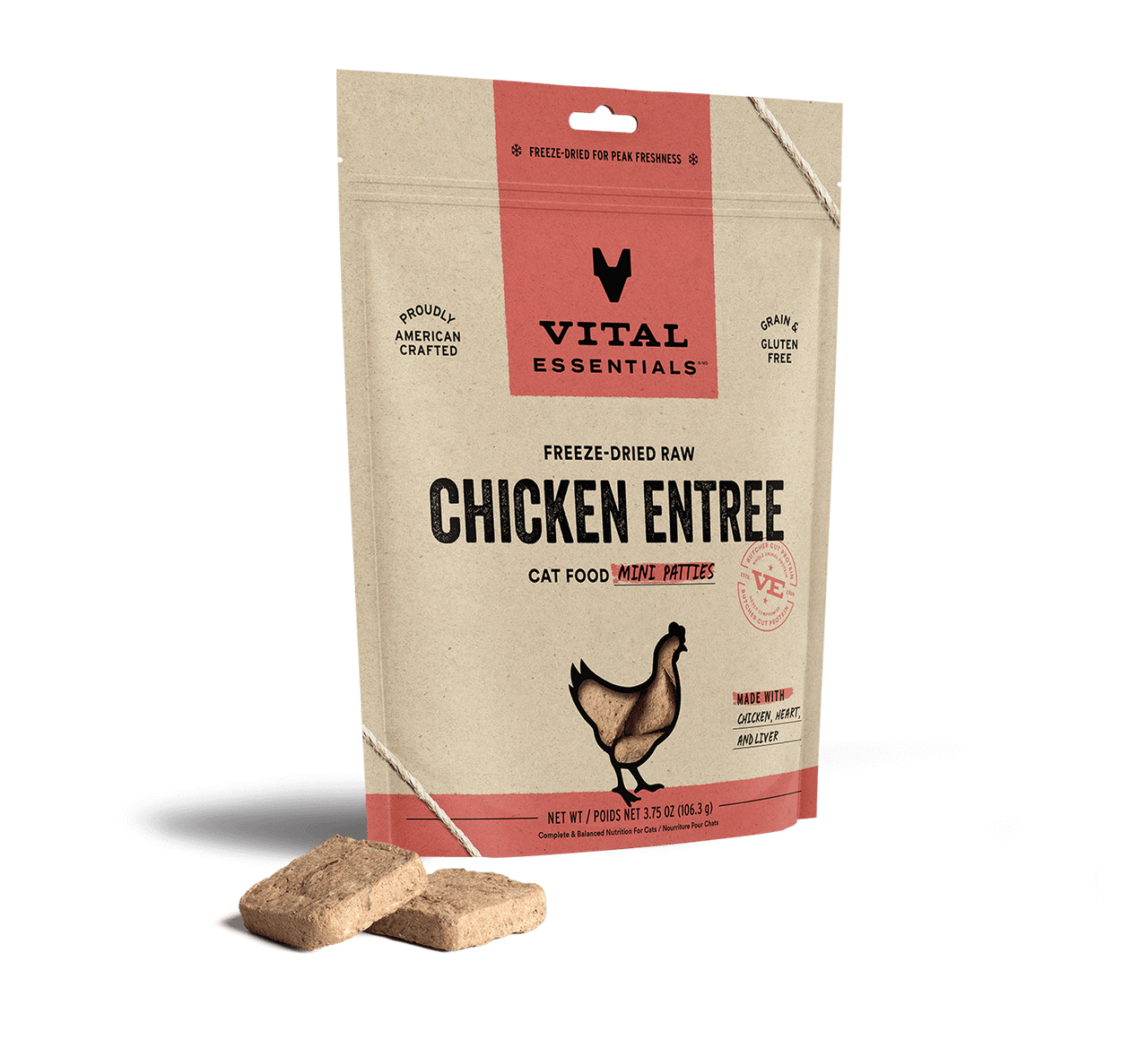 Vital Essentials FreezeDried Cat Food Mini Patties Chicken 3.75oz